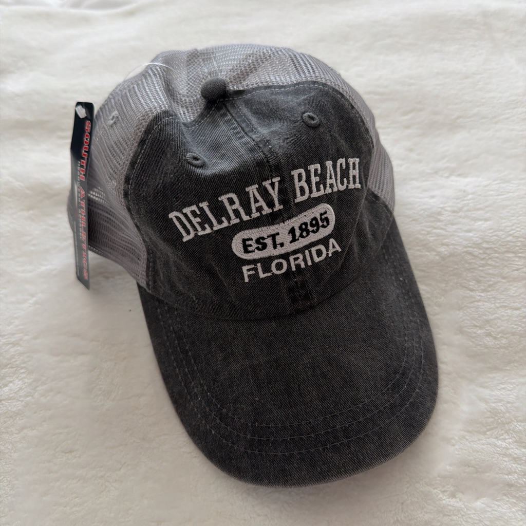 Delray Beach Florida Est. 1895 Black & Gray Mesh Baseball Cap